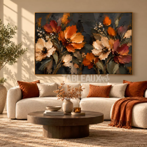 Ember Bloom : Tableau Floral Contemporain